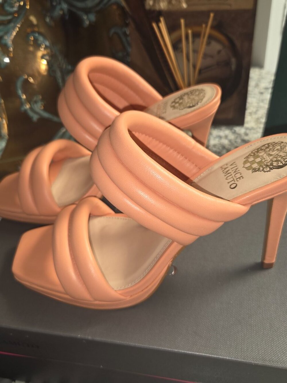 Vince Camuto Padded Strap Heels – Peach Nude – Square Toe – Women’s Size 8.5